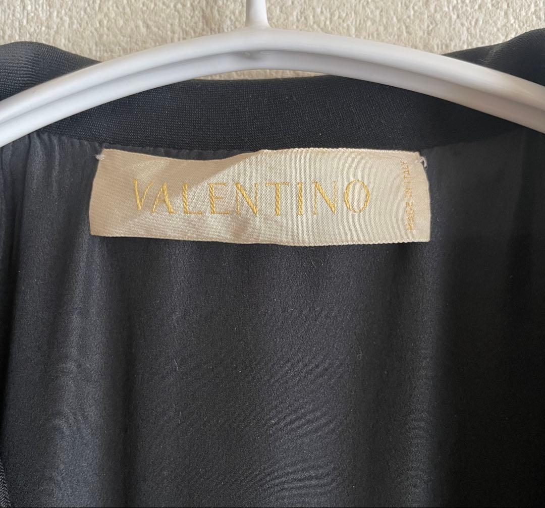 【美品】VALENTINO イタリア製 シルク混ウール ロングコート ブラック