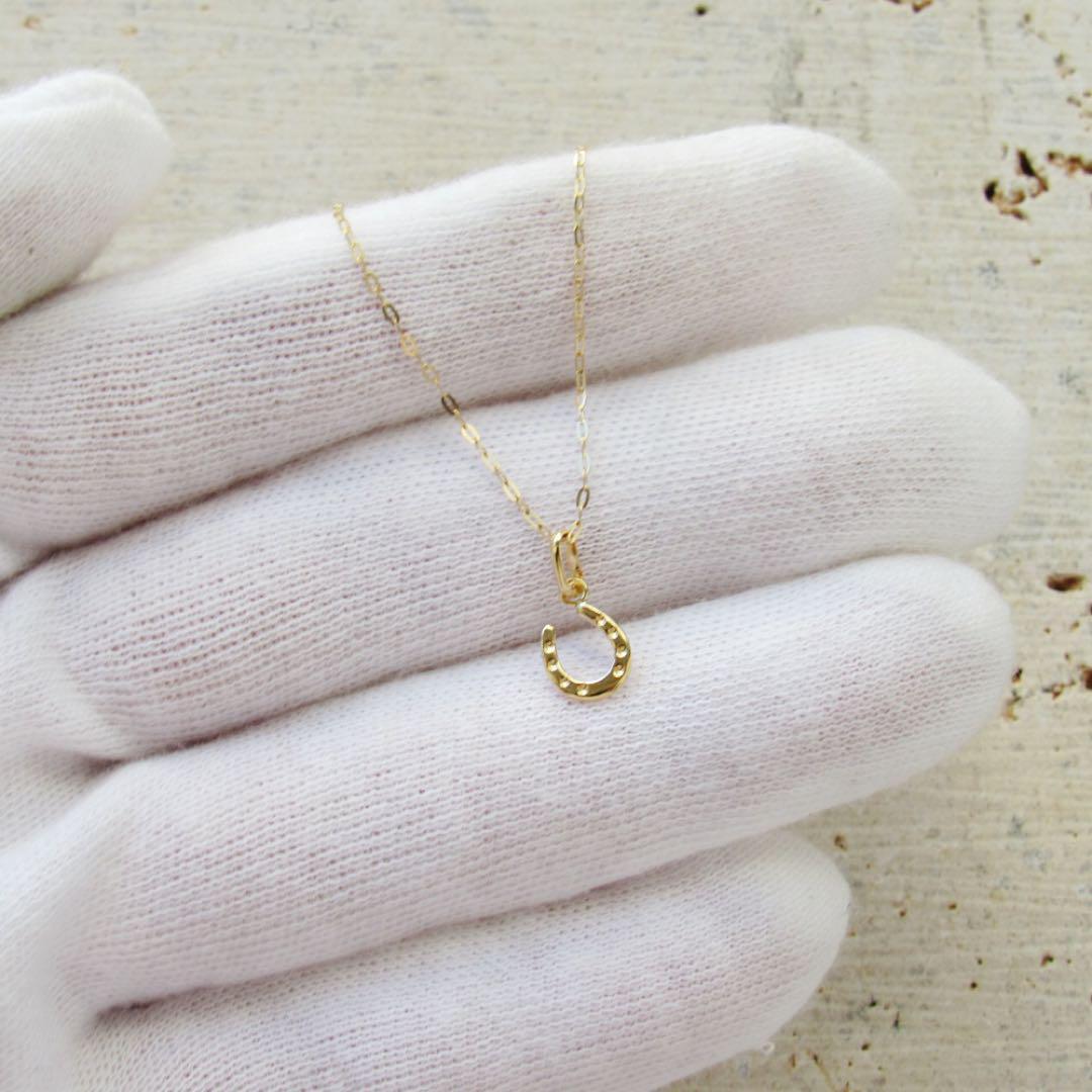 K18 馬蹄 ネックレストップ 18K ホースシュー 刻印 18KYG M