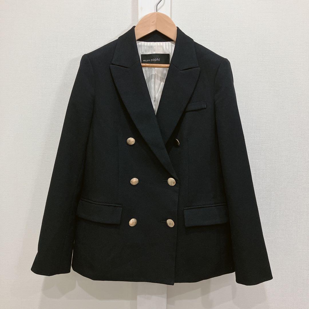 NOLLEY'S sophi サージ シャーク ダブル ジャケット 金ボタン