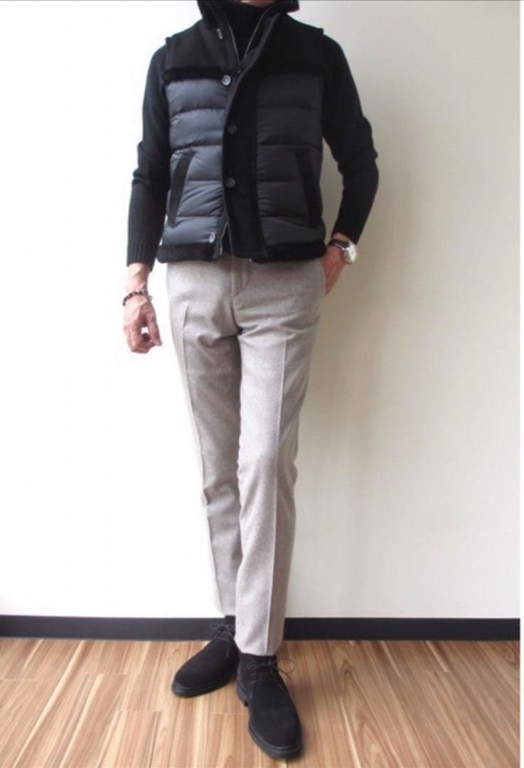 定価19.2万円 エンメティ シアリングムートン×ラムレザーダウンベスト 48