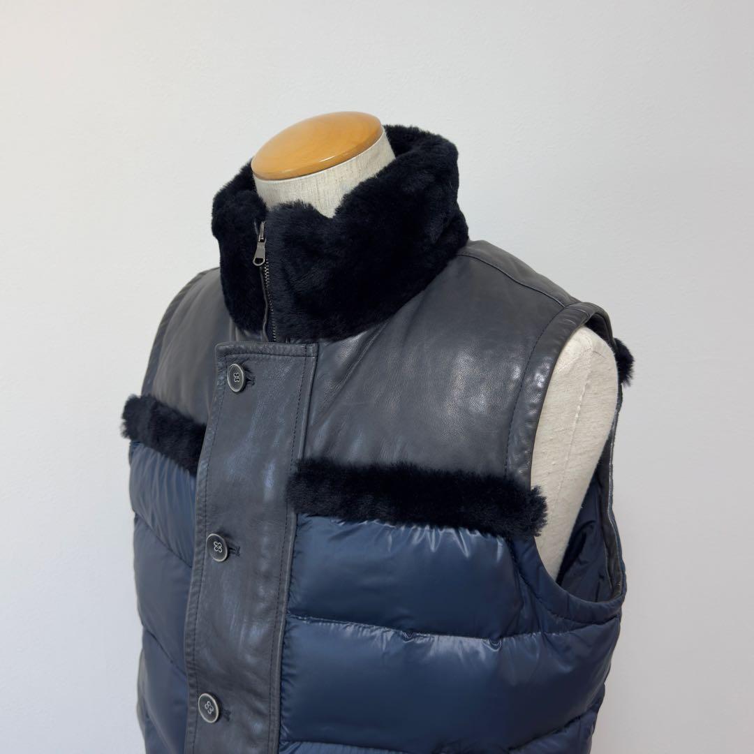定価19.2万円 エンメティ シアリングムートン×ラムレザーダウンベスト 48