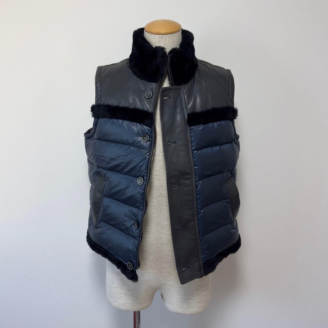 定価19.2万円 エンメティ シアリングムートン×ラムレザーダウンベスト 48