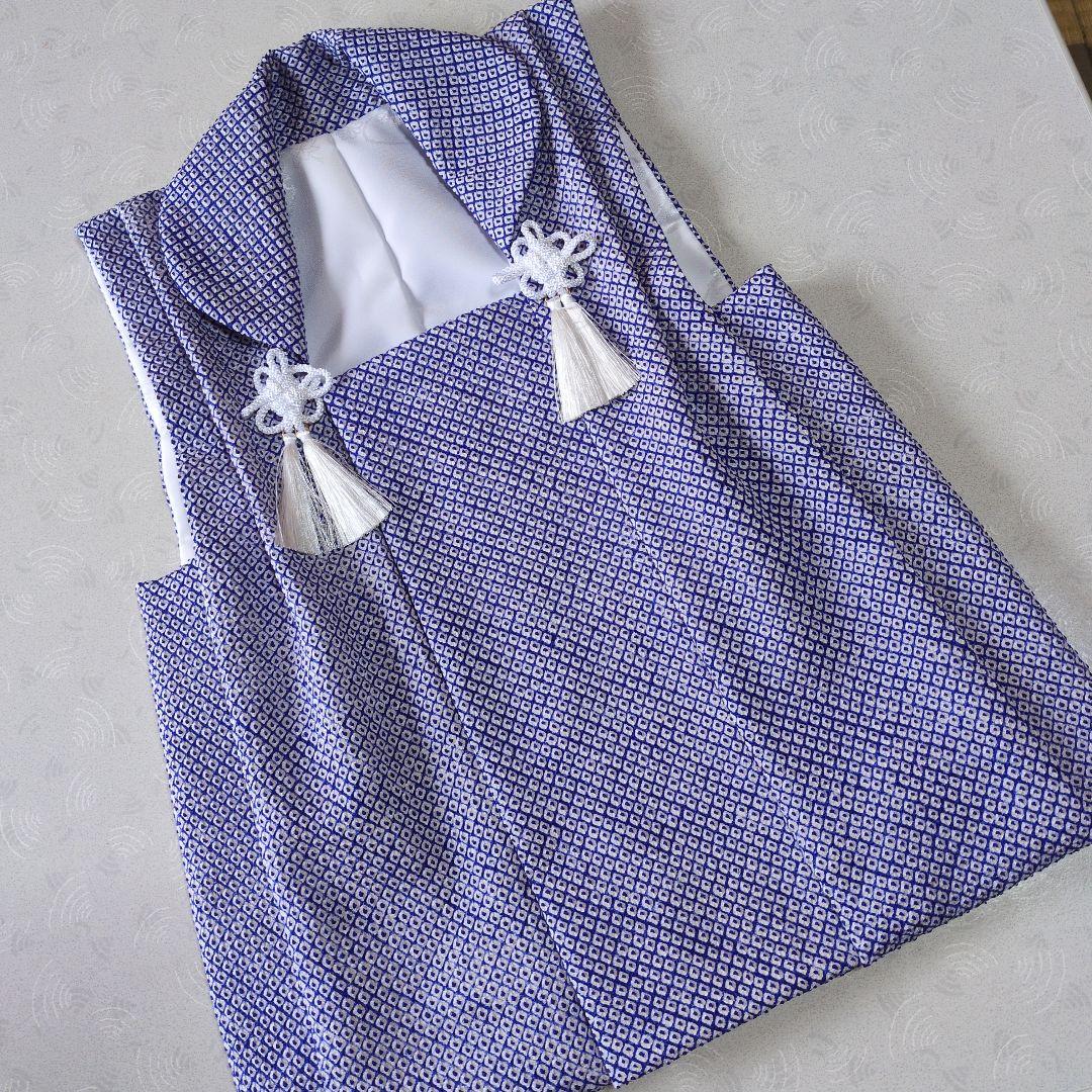 七五三３歳正絹総絞りの被布（青色）中綿無し