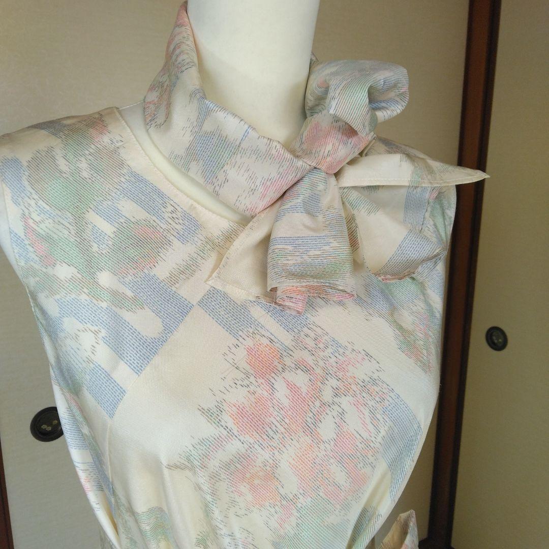 opua様御確認用 白大島紬解き生地からバイアス仕立てワンピース