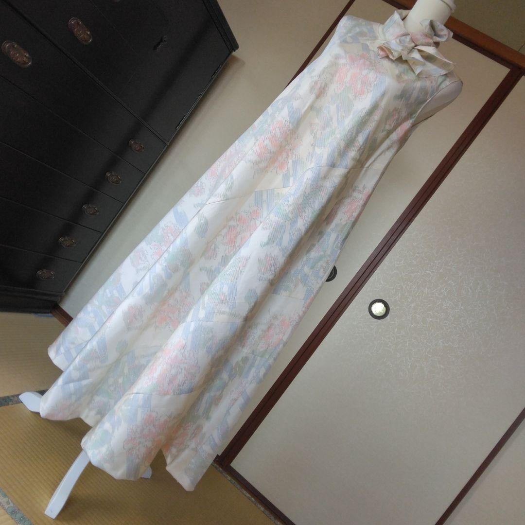 opua様御確認用 白大島紬解き生地からバイアス仕立てワンピース