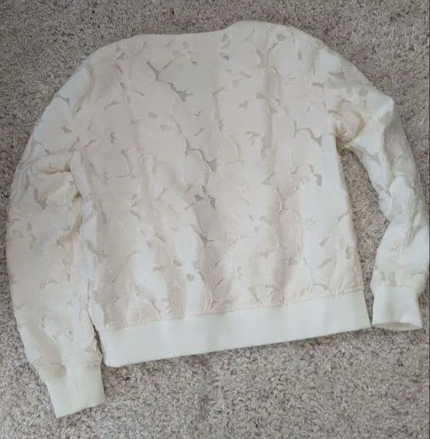 美品ANAYI希少デザイン アイボリークリームフラワージャンパー