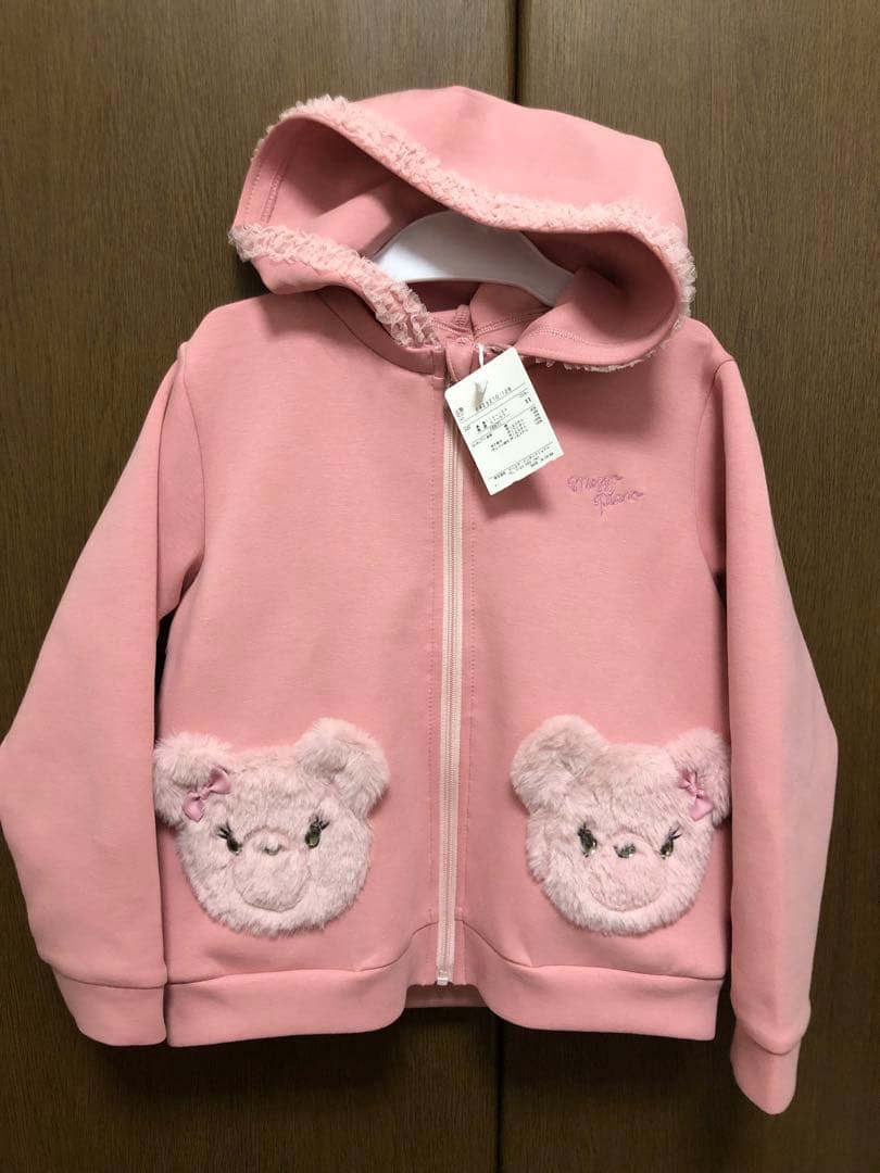 新品タグ付き　メゾピアノ　フード　パーカー　クマボアポケット　120