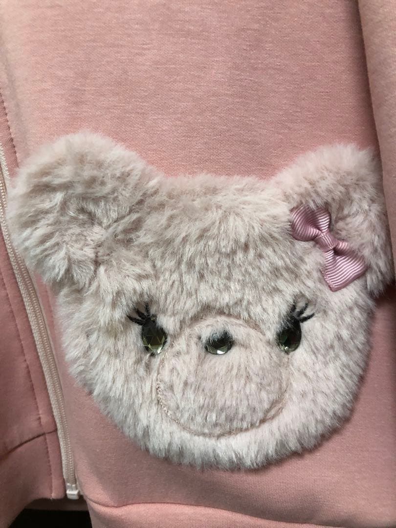 新品タグ付き　メゾピアノ　フード　パーカー　クマボアポケット　120