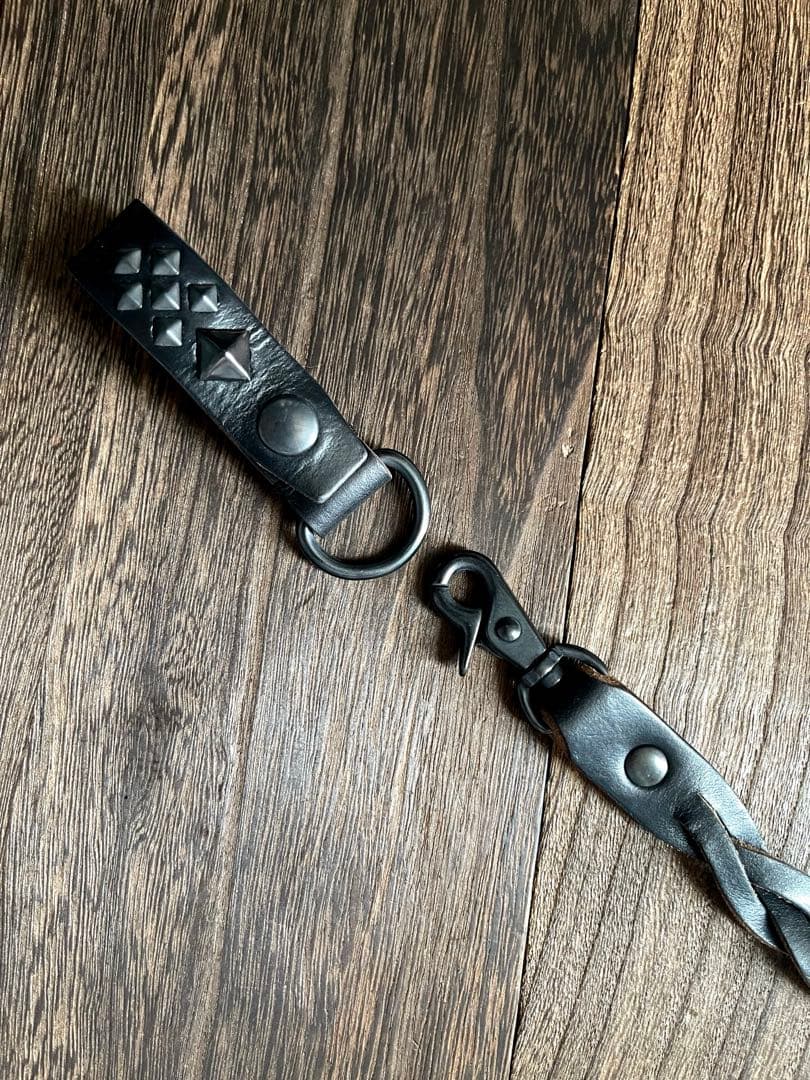 オーダー品　編み込みレザーウォレットコード　TYPEB クロムエクセル　黒染