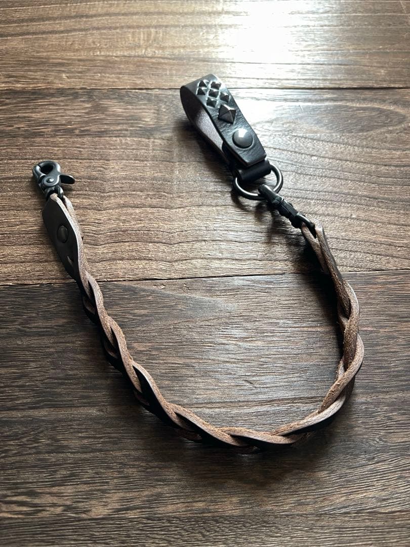 オーダー品　編み込みレザーウォレットコード　TYPEB クロムエクセル　黒染