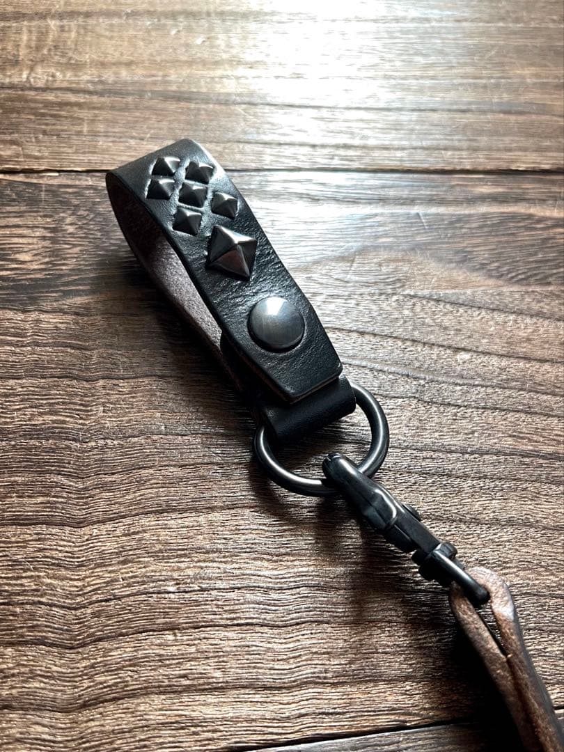 オーダー品　編み込みレザーウォレットコード　TYPEB クロムエクセル　黒染