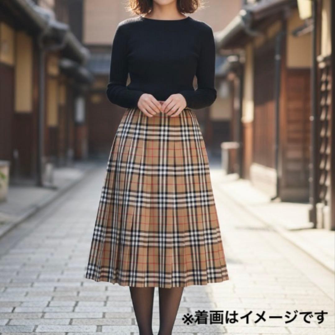 バーバリーズ　ヴィンテージ　ノバチェック　プリーツスカート　ミモレ丈　9AB2