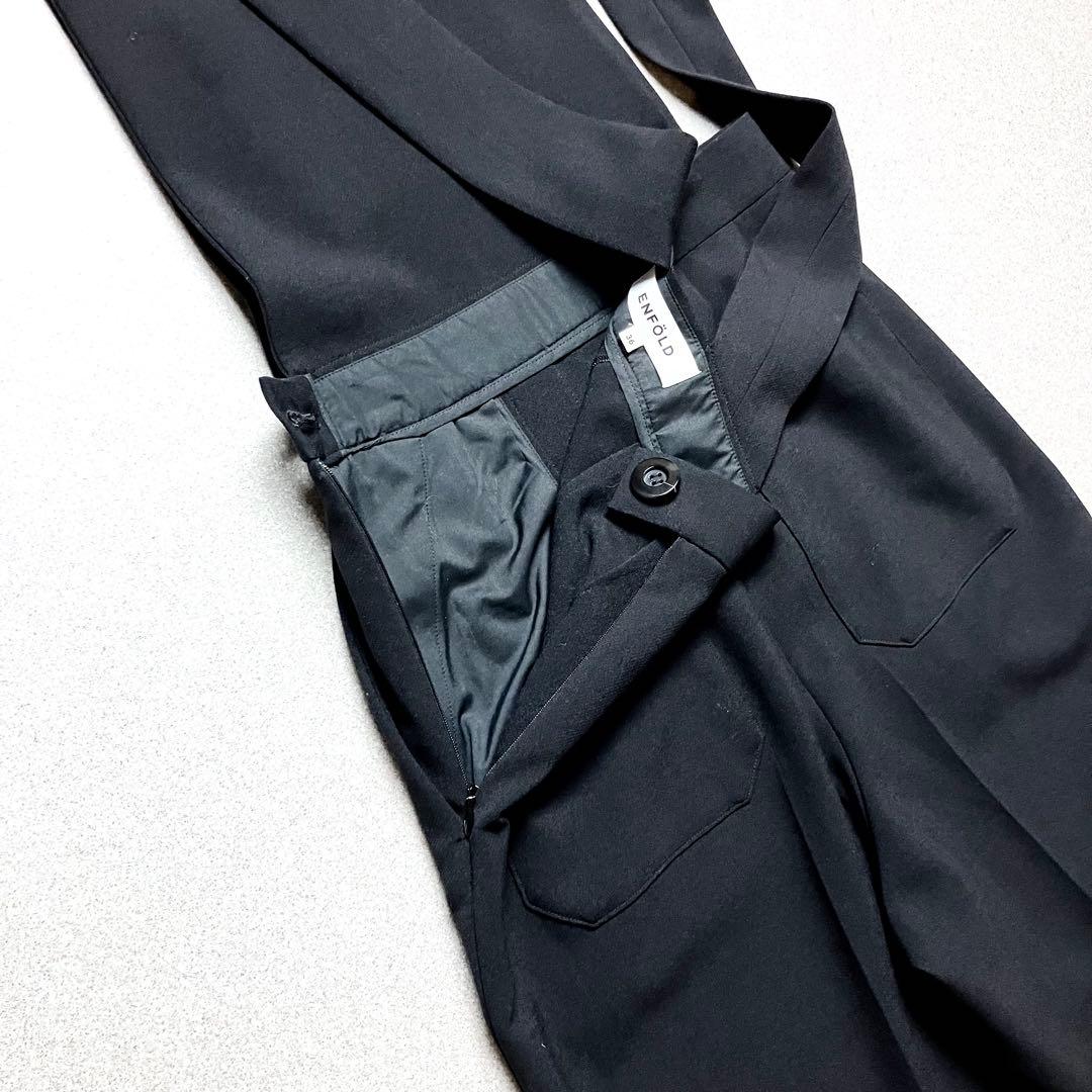 近年 ENFÖLD エンフォルド ロングストラップオーバーオール サロペット 黒