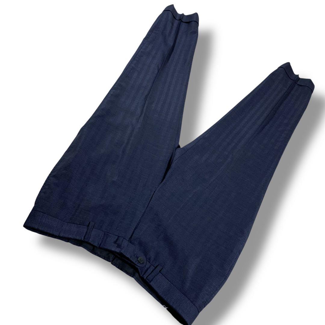 美品✨BEAMS F セットアップ スーツ カシミヤ混 シャドーストライプ 紺