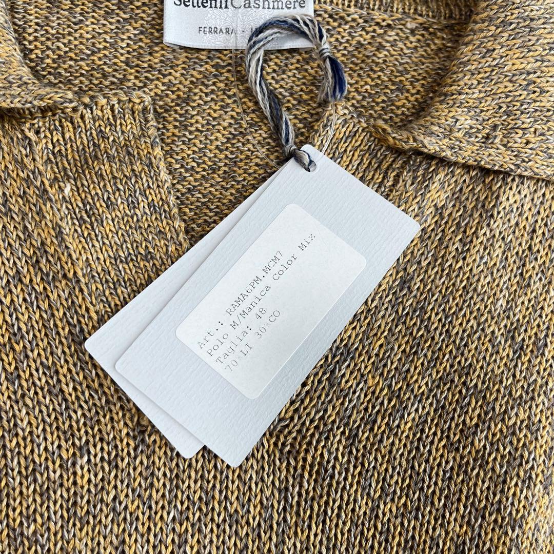 新品タグ付✨セッテフィーリカシミヤ 最高級 リネン 麻 スキッパー ポロシャツ