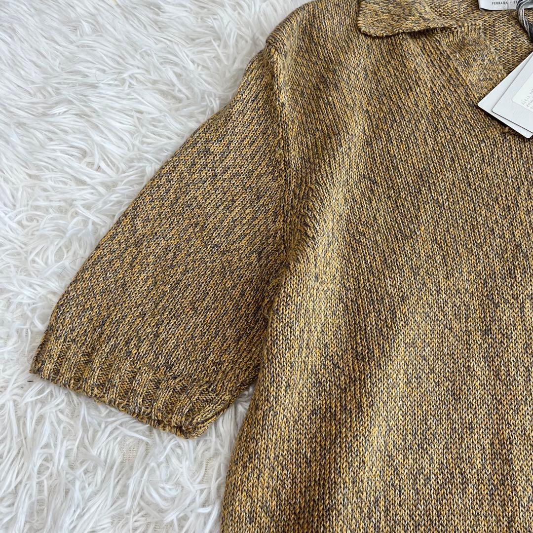 新品タグ付✨セッテフィーリカシミヤ 最高級 リネン 麻 スキッパー ポロシャツ