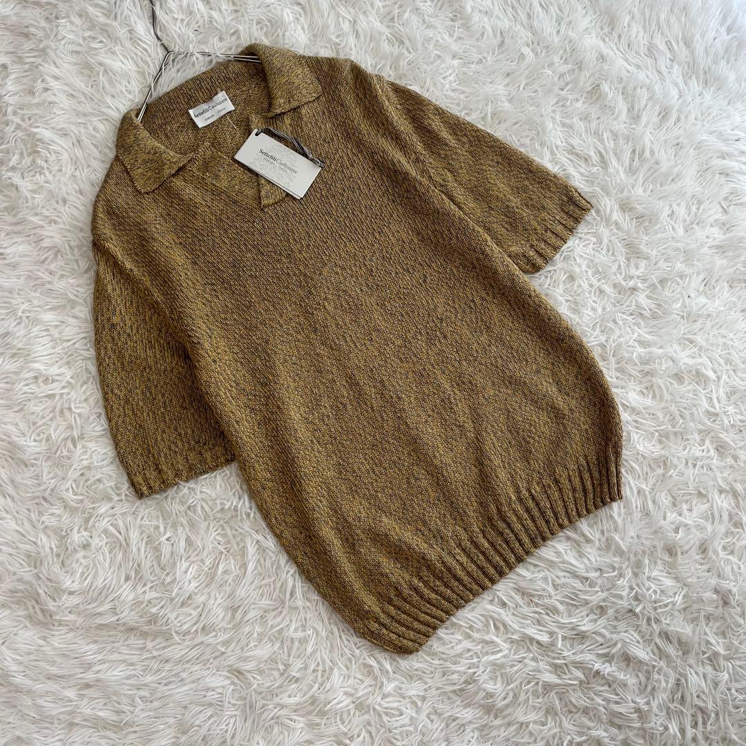 新品タグ付✨セッテフィーリカシミヤ 最高級 リネン 麻 スキッパー ポロシャツ