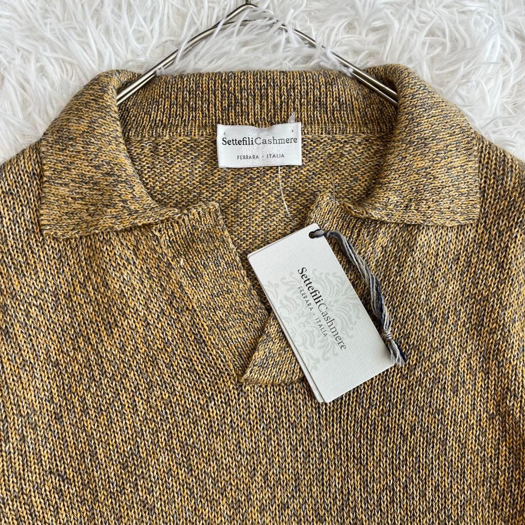 新品タグ付✨セッテフィーリカシミヤ 最高級 リネン 麻 スキッパー ポロシャツ