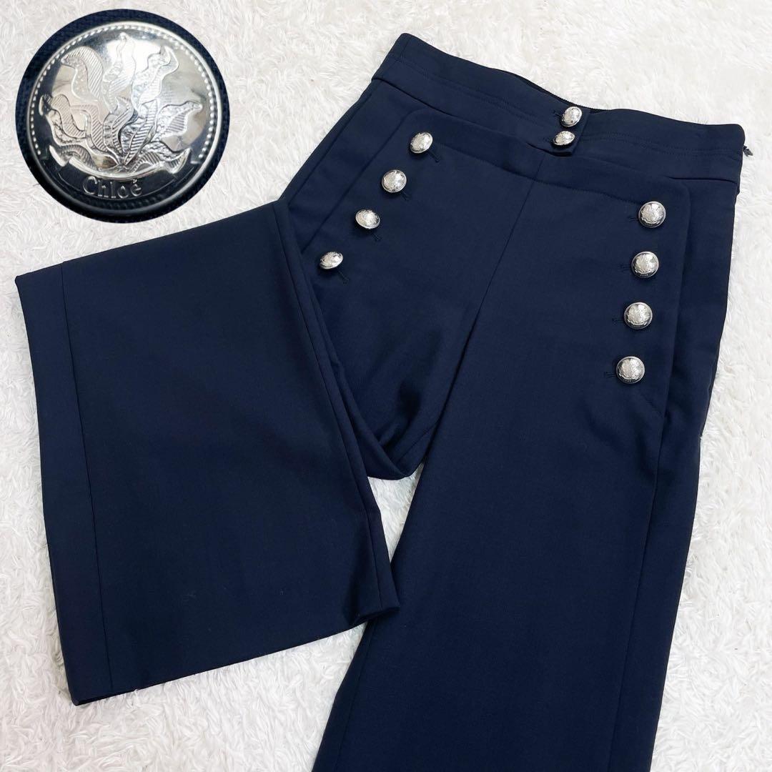 希少てんちむ私物！極美品！クロエ ストレッチウール製 マリン セーラーパンツ S