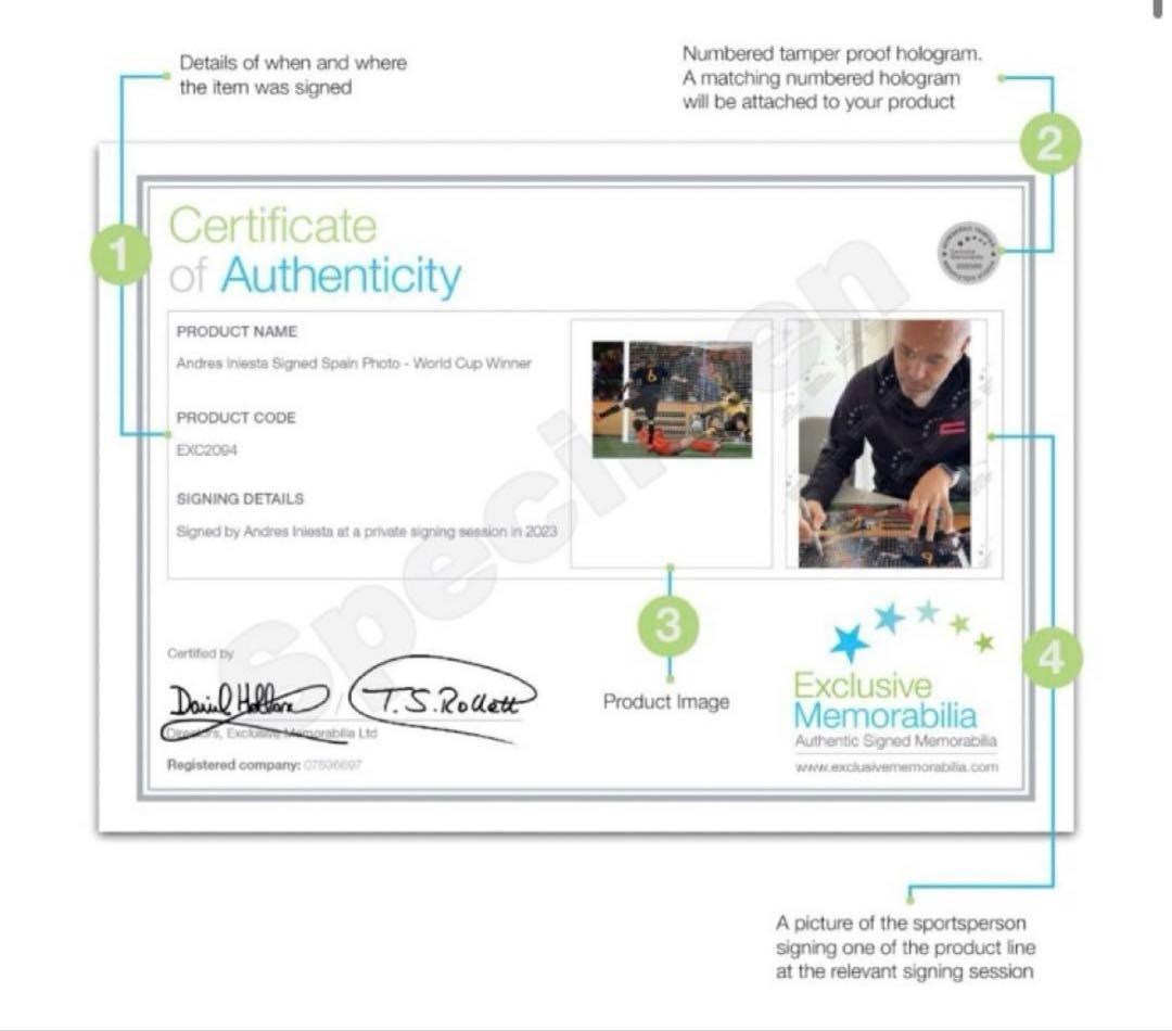パ*ー様 【証明書付】訳あり イニエスタ直筆サイン スペイン A3サイズ相当