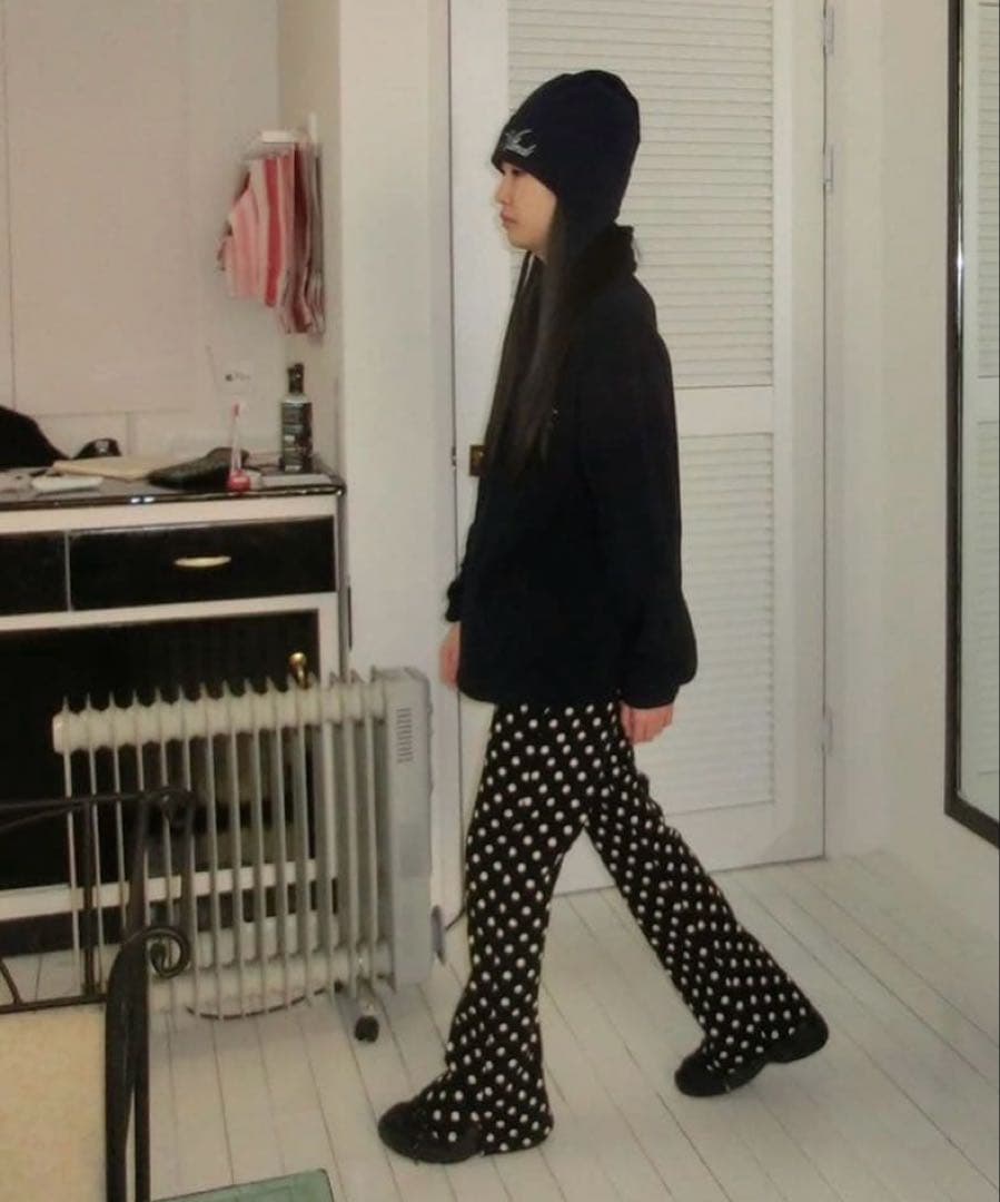 【即日配送】 アテネ attends 韓国 ドット 水玉 パンツ フレアパンツ