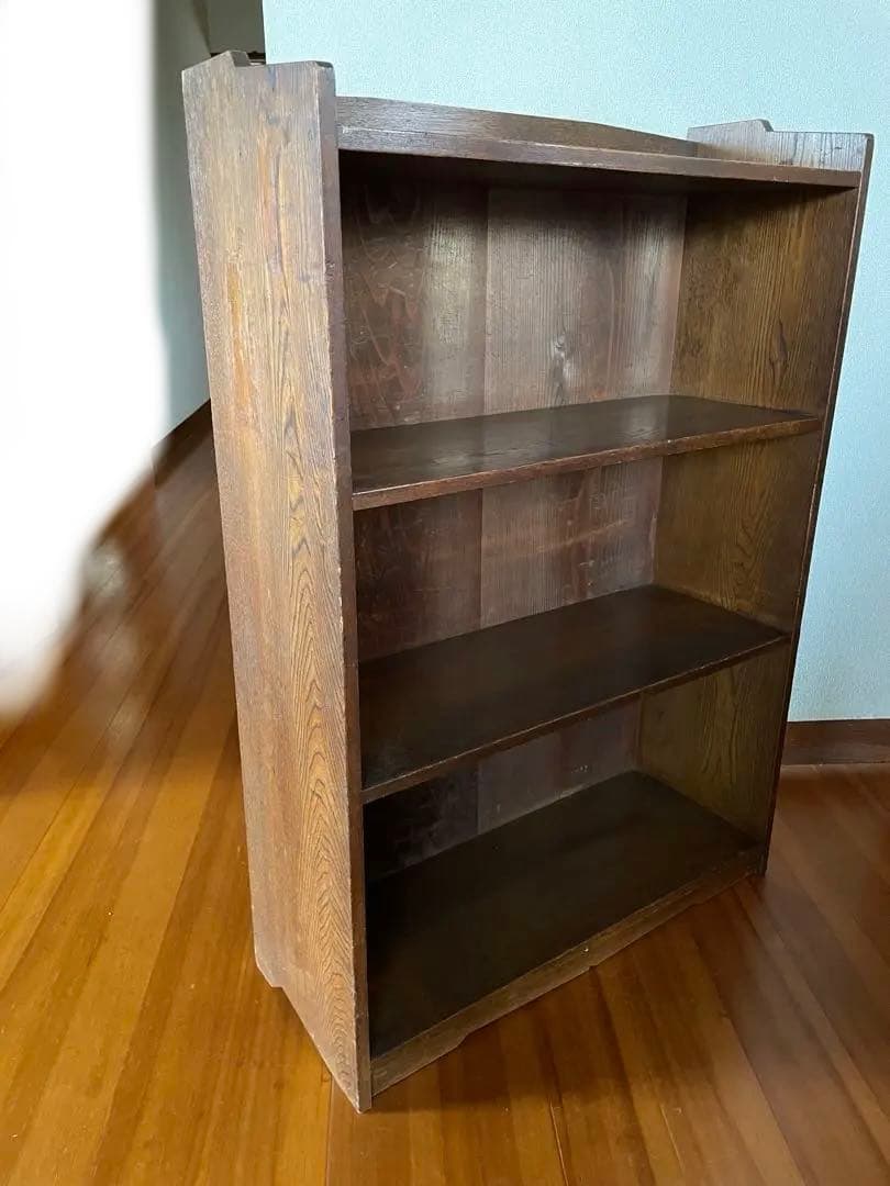 昭和レトロ　ダークブラウン 木製本棚　オープンシェルフ 3段