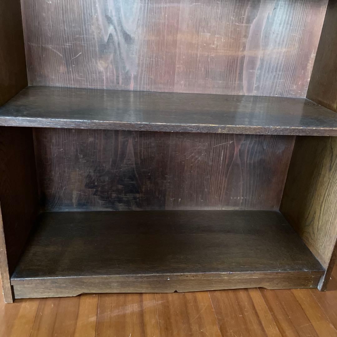 昭和レトロ　ダークブラウン 木製本棚　オープンシェルフ 3段