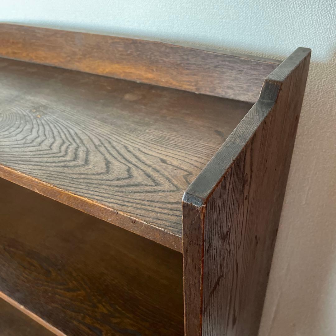 昭和レトロ　ダークブラウン 木製本棚　オープンシェルフ 3段