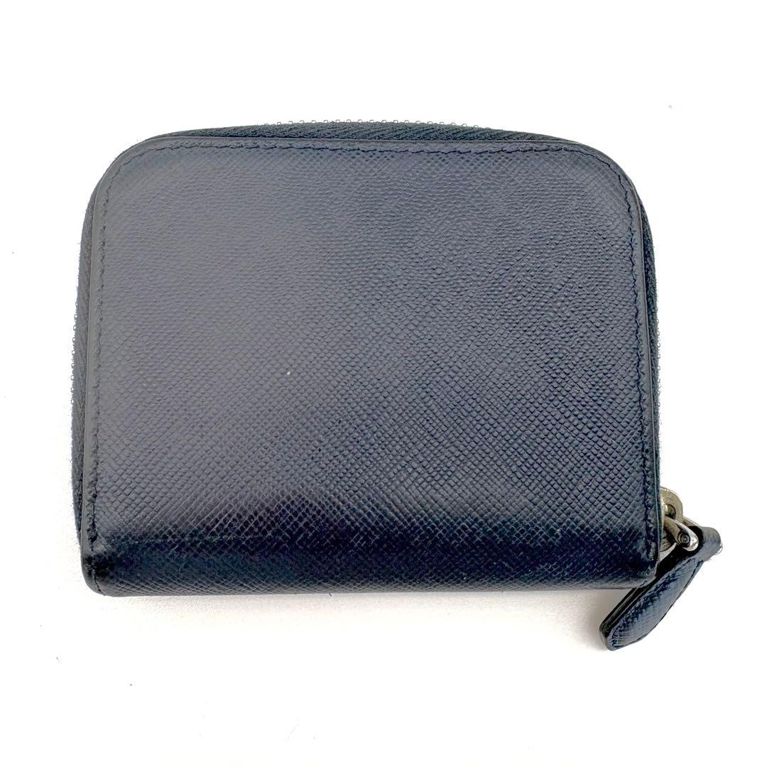 PRADA　ケース　三角ロゴ　ラウンドファスナー　ネイビー　サフィアーノ