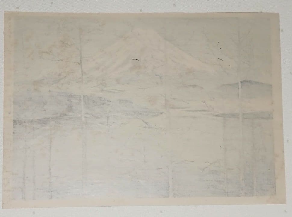 新版画、富士三十六景早春の富士本栖湖、徳力富吉郎画、昭和15年頃内田美術書肆出版