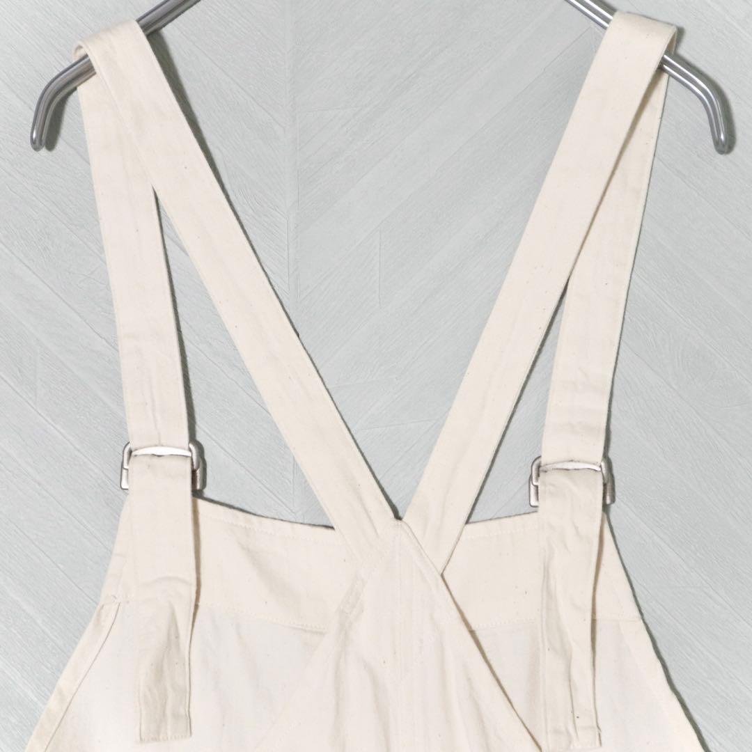 美品★かぐれ デニムサロペット オーバーオール コットン100 アイボリー F
