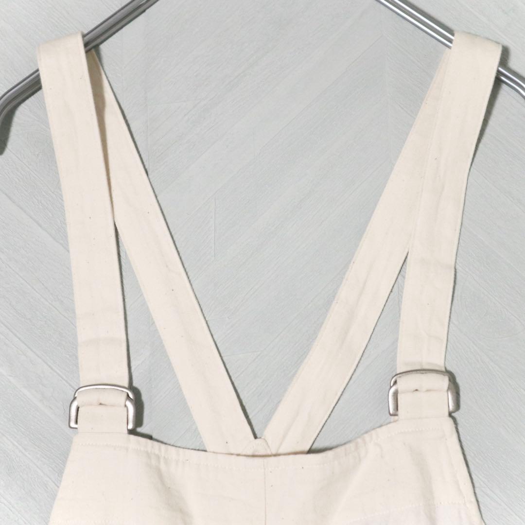 美品★かぐれ デニムサロペット オーバーオール コットン100 アイボリー F