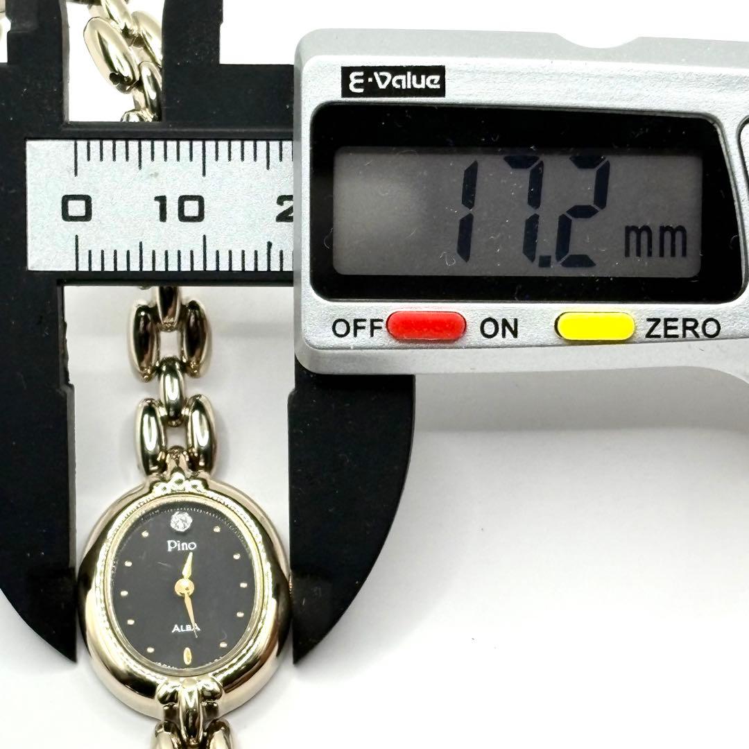 【稼働】SEIKO ALBA PINO 腕時計 ゴールド 1Pダイヤ レディース