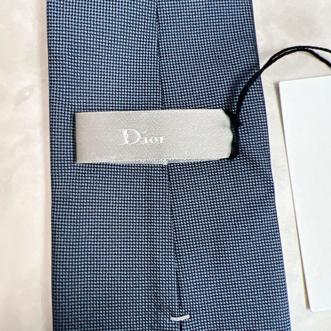 未使用 タグ付き ディオールオム ネクタイ ソリッドタイ ネイビー 微光沢