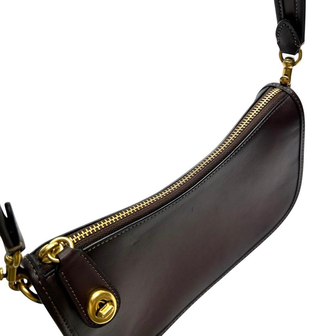 コーチ COACH スィンガー 20 ハンドバッグ ターンロック 2way 茶色