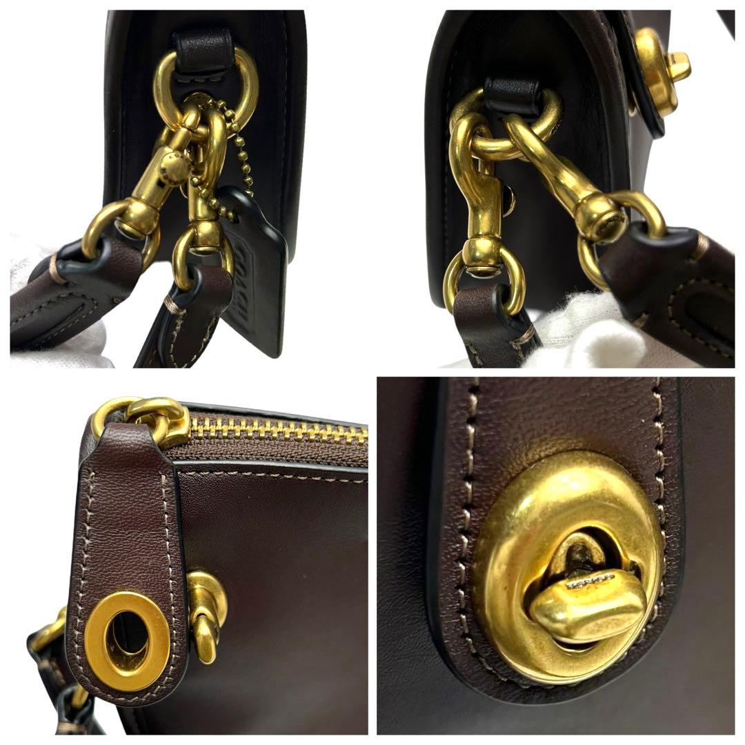 コーチ COACH スィンガー 20 ハンドバッグ ターンロック 2way 茶色