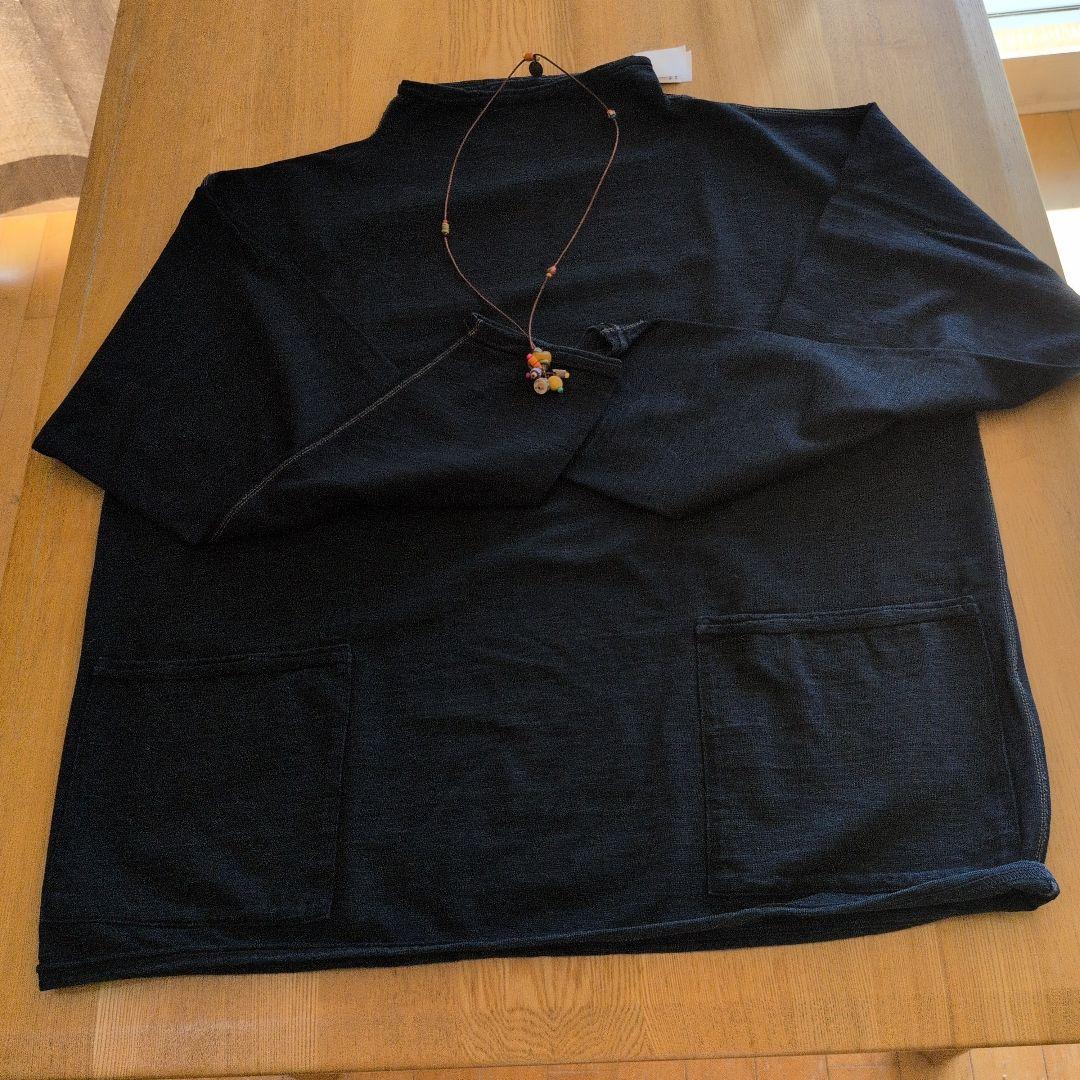 年末限定価格　未使用タグ付　45rpm　凸凹天竺インディゴボトルネックカットソー