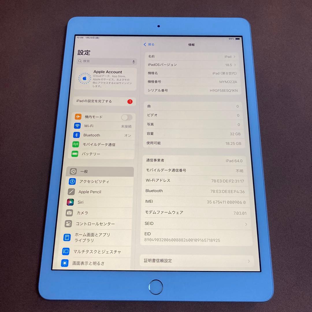 560【早い者勝ち】外観美品☆iPad8 第8世代 32GB SIMフリー☆