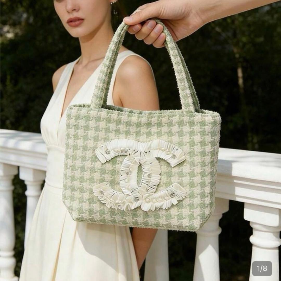 CHANEL ツイードトートバッグ　シフォン