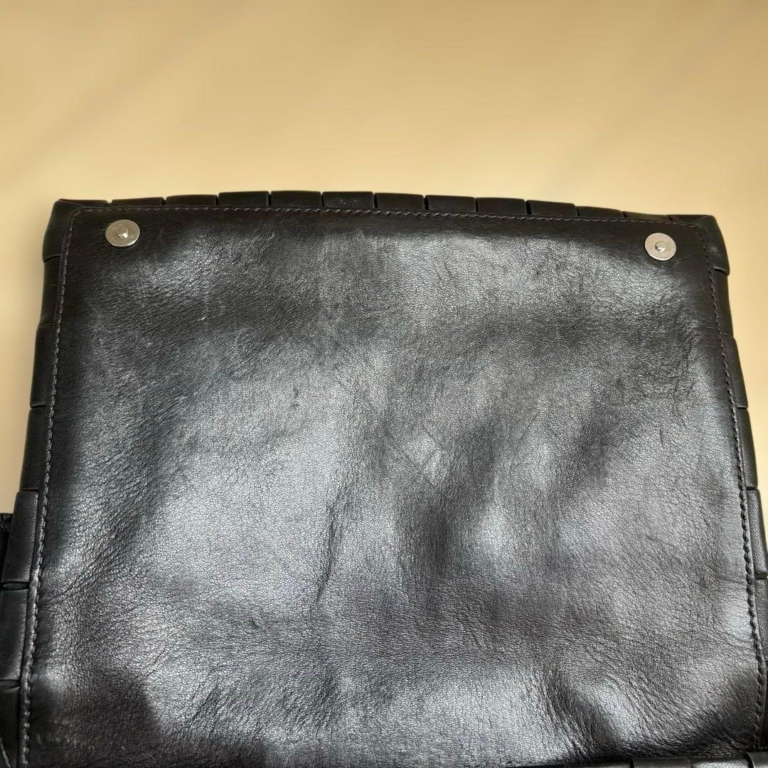 【MIUMIU】編み込みレザー ショルダーバッグ 黒 [型番:5BD180]