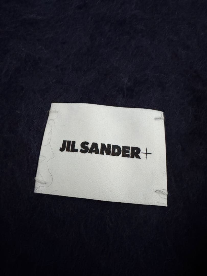 JIL SANDER ネイビー マフラー フリンジ付き　ジルサンダー