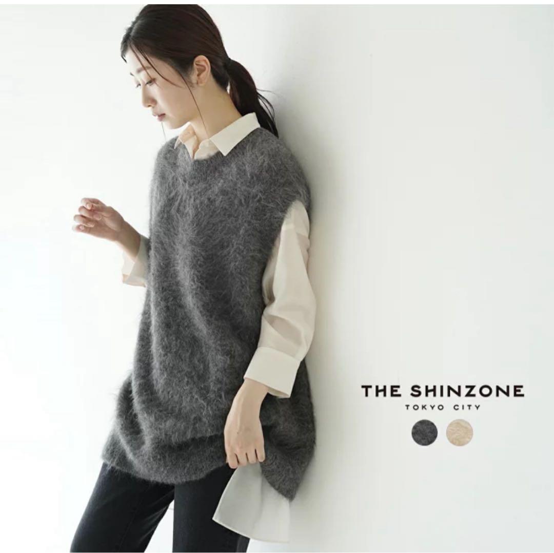 【お値下げ】シンゾーン★アルパカ ベスト クルーネック ワイド 無地