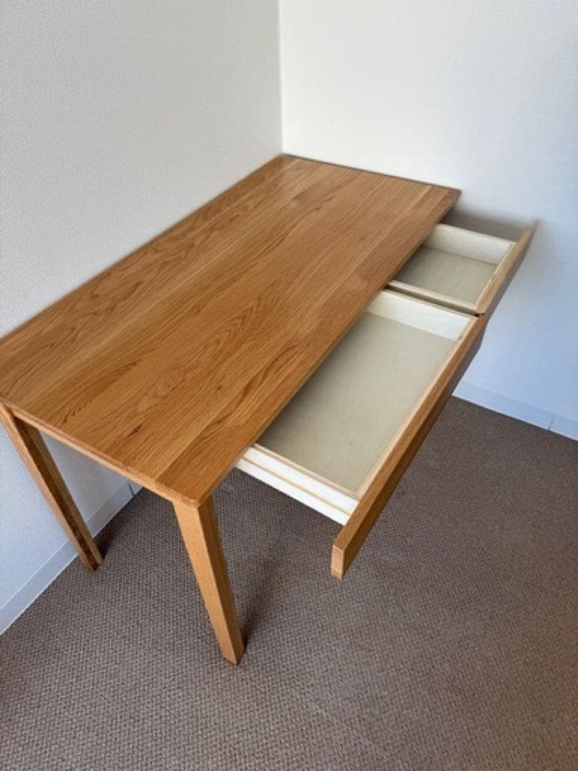【美品】無印良品オーク材デスク 引き出し2つ付き