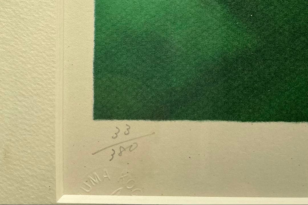 リトグラフ　永田萌　「雨の香りに包まれて」大判 サイン入り　木製フレーム