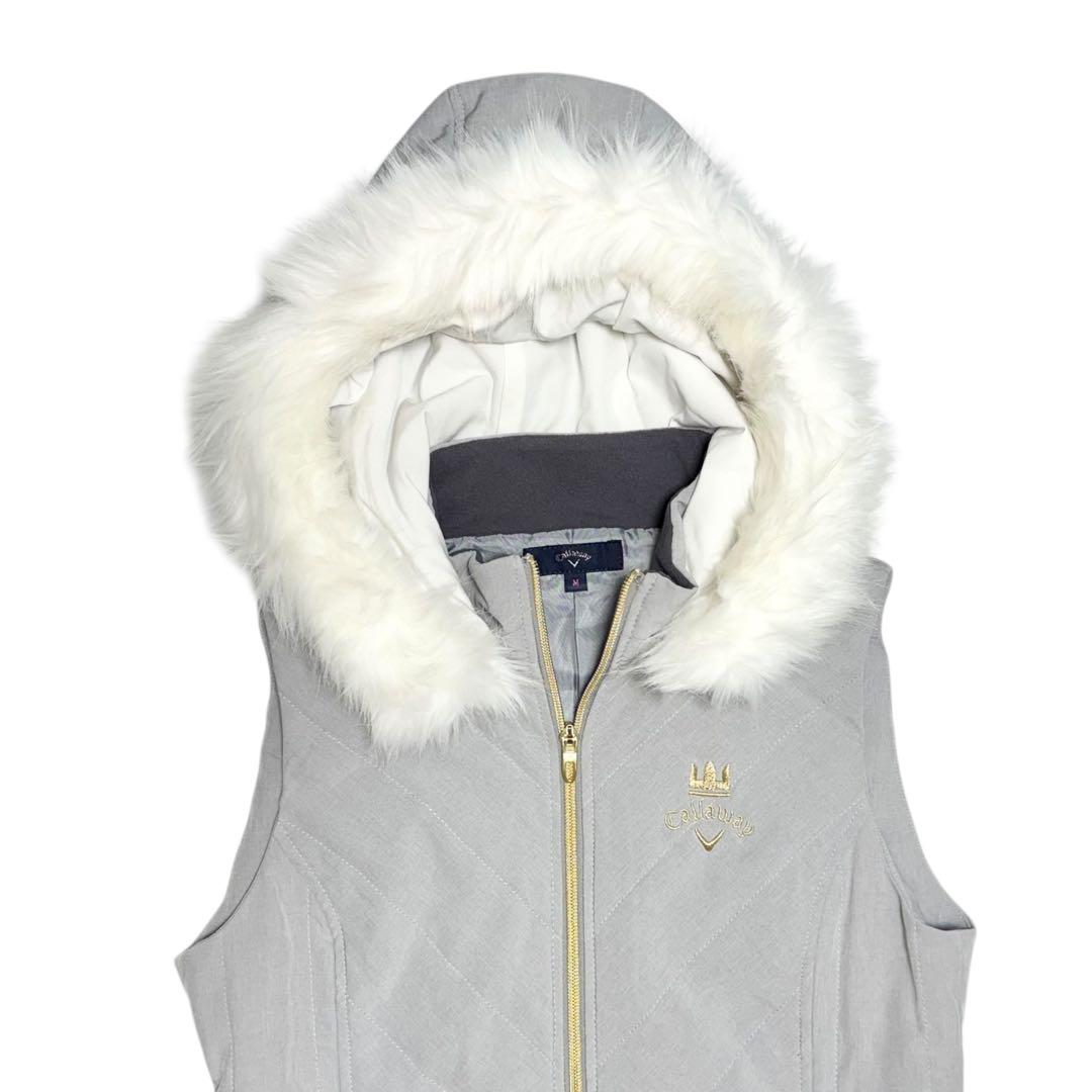 サイズM★Callaway★ダウンワンピース ロング ファー 中綿 T3160