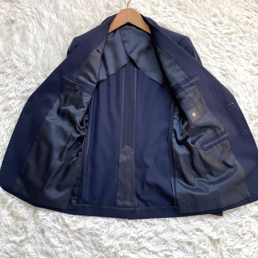 SUIT SELECTスリーピースネイビーシングル2釦スーツセットアップ