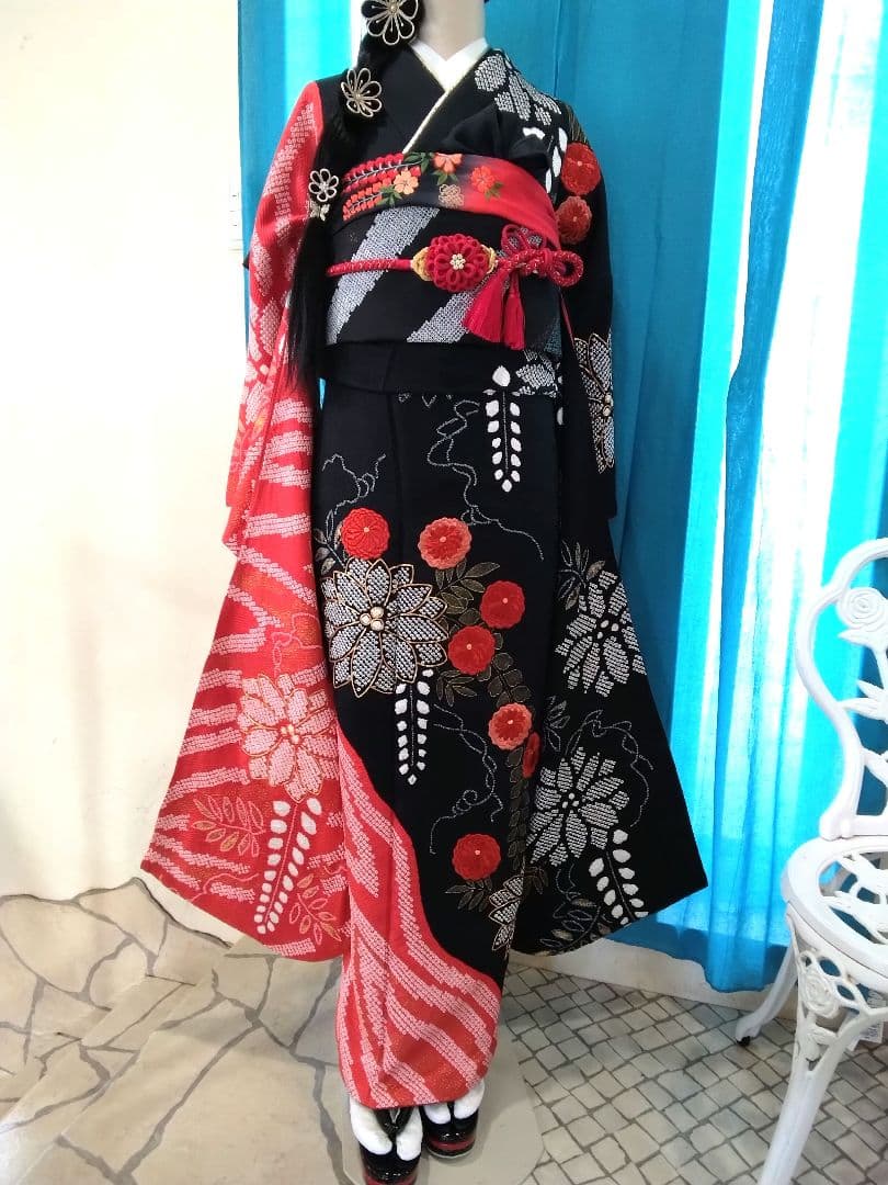 振袖フルセット、正絹高級絞り、成人式、重ね衿、帯揚げ帯締め、京の袋帯、襦袢