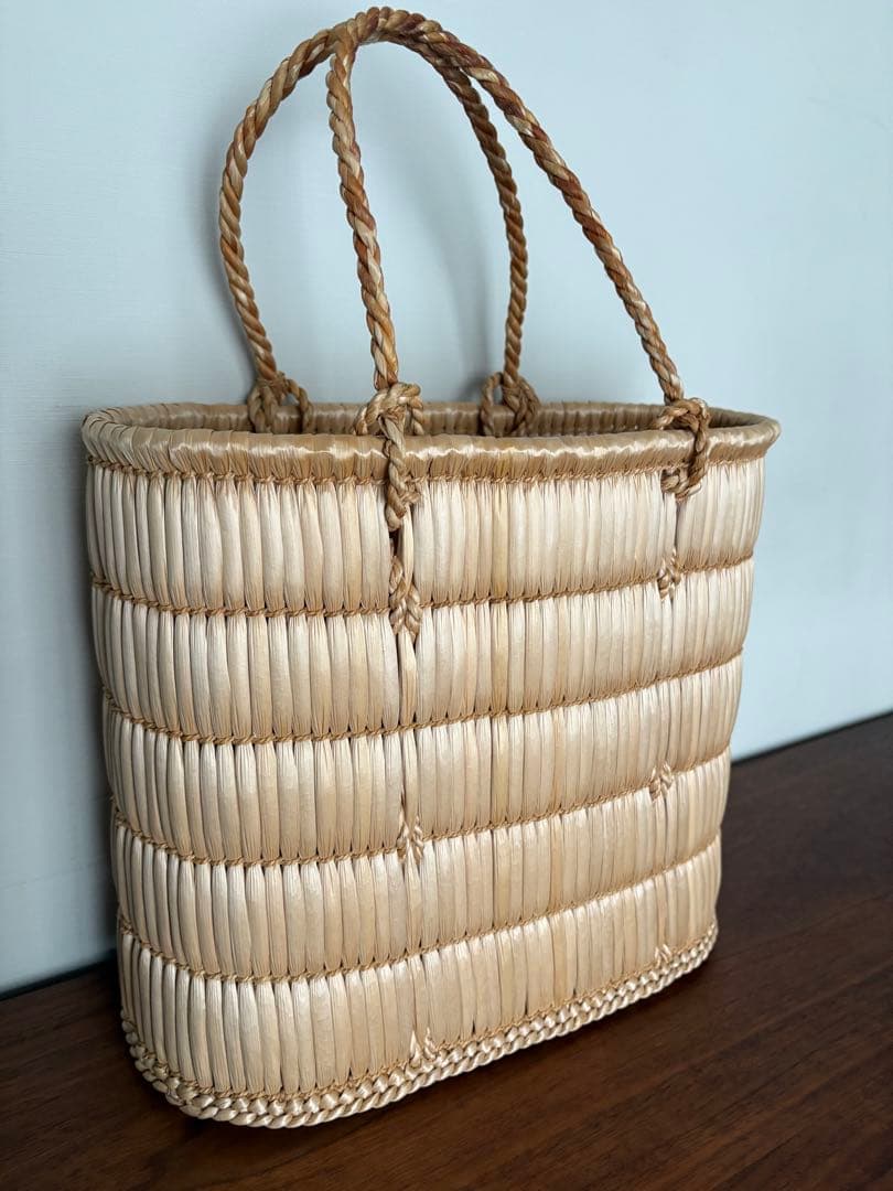 蒜山がま細工　手提げ 中　 伝統工芸　トートバッグ　かごバッグ　籠　岡山県