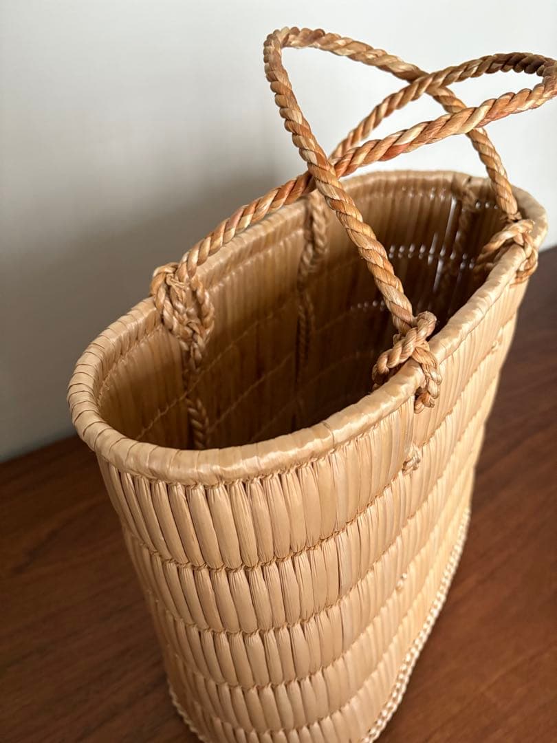 蒜山がま細工　手提げ 中　 伝統工芸　トートバッグ　かごバッグ　籠　岡山県