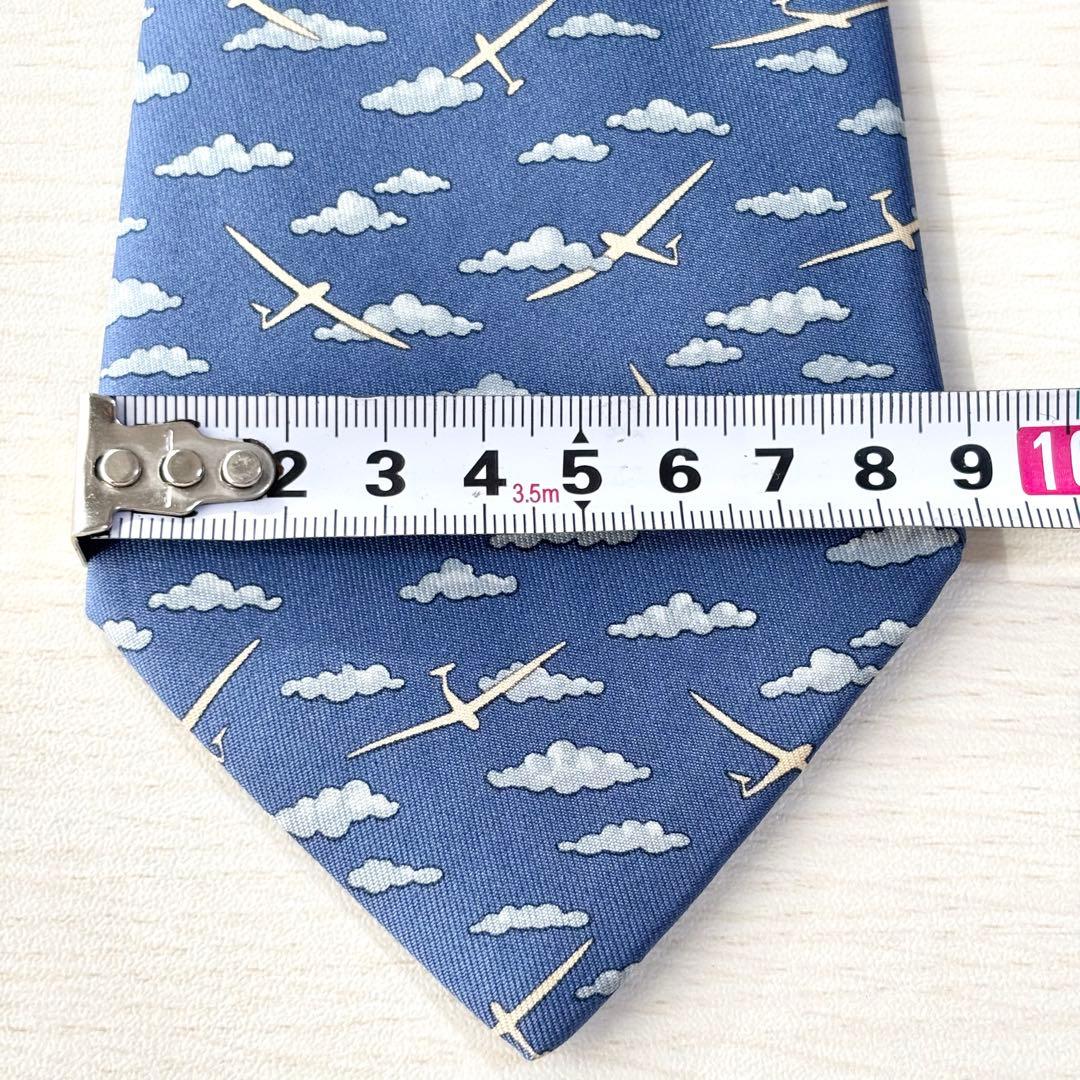 HERMES エルメス ブルー 空と雲 フランス製ネクタイ 遊び心 かわいい